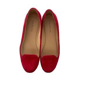 Talbots Suede Flats Bright Red FRANCESCA Classic Timeless Preppy Size 7.5